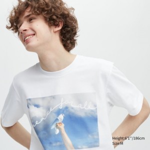 T Shirts Uniqlo Peace For All Magnum Photos Short-sleeve Graphic Homme Blanche | 7236922