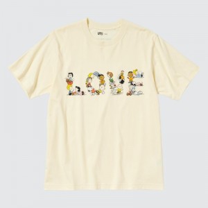 T Shirts Uniqlo Peace For All Peanuts Short-sleeve Graphic Homme Jaune | 6565337