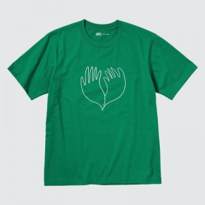 T Shirts Uniqlo Peace For All Short-sleeve Graphic Christophe Lemaire Femme Vert | 2761392