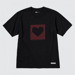 T Shirts Uniqlo Peace For All Short-sleeve Graphic Rei Inamoto Homme Noir | 3329746
