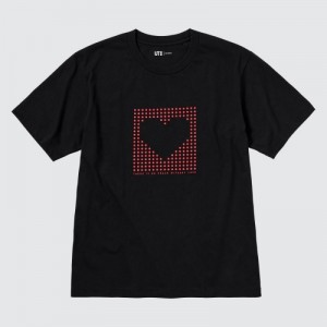 T Shirts Uniqlo Peace For All Short-sleeve Graphic Rei Inamoto Femme Noir | 6511387