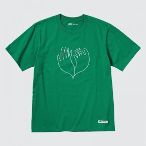 T Shirts Uniqlo Peace For All Short-sleeve Graphic Christophe Lemaire Homme Vert | 5546001