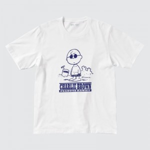 T Shirts Uniqlo Peanuts Hawaii Ut Short Sleeve Graphic Homme Blanche | 7753820