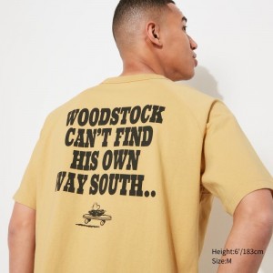 T Shirts Uniqlo Retro Peanuts Ut Oversized Short-sleeve Graphic Homme Jaune | 6425689