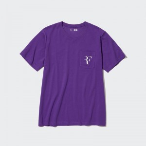 T Shirts Uniqlo Rf Short-sleeve Graphic Homme Violette | 3402046