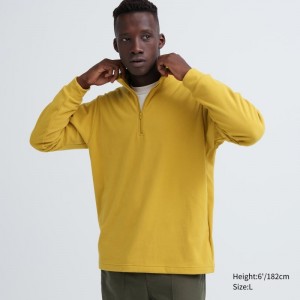 T Shirts Uniqlo Smooth Fleece Half-zip Homme Jaune | 1243369