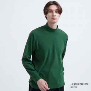 T Shirts Uniqlo Smooth Fleece Mock Neck Homme Vert | 1829253