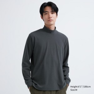 T Shirts Uniqlo Smooth Fleece Mock Neck Homme Grise | 7598046