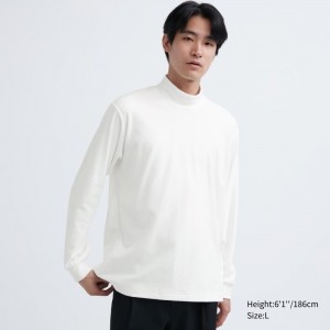 T Shirts Uniqlo Smooth Fleece Mock Neck Homme Blanche | 5526126