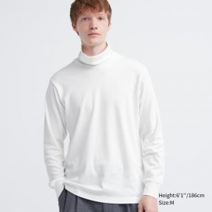 T Shirts Uniqlo Soft Brushed Turtleneck Long-sleeve Homme Blanche | 133398