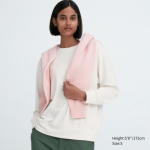 T Shirts Uniqlo Soft Knitted Fleece Crew Neck Long-Sleeve Femme Blanche | 4130300