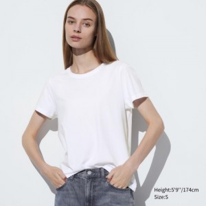 T Shirts Uniqlo Supima Cotton Crew Neck Short Sleeve Femme Blanche | 5058578