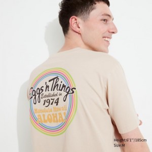 T Shirts Uniqlo The Brands Hawaii UT Short-Sleeve Eggs 'n Things Femme Beige | 5215930