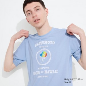 T Shirts Uniqlo The Brands Hawaii UT Short-Sleeve Matsumoto Shave Ice Femme Bleu | 2732374
