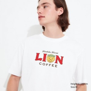 T Shirts Uniqlo The Brands Hawaii UT Short-Sleeve Lion Coffee Femme Blanche | 2237122