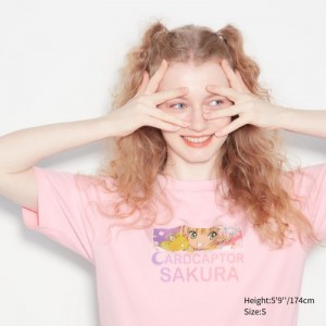 T Shirts Uniqlo The World of CLAMP UT Short Sleeve Femme Rose | 1652212
