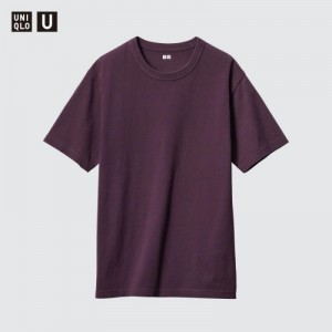 T Shirts Uniqlo U Crew Neck Short-sleeve Femme Violette | 1757071