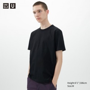 T Shirts Uniqlo U Crew Neck Short-sleeve Homme Noir | 6710783