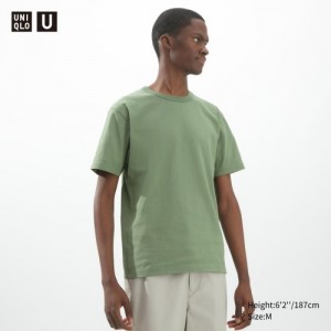 T Shirts Uniqlo U Crew Neck Short-sleeve Femme Vert | 5240022