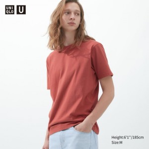 T Shirts Uniqlo U Crew Neck Short-sleeve Homme Rouge | 8163882