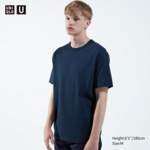 T Shirts Uniqlo U Crew Neck Short-sleeve Femme Bleu | 3387515