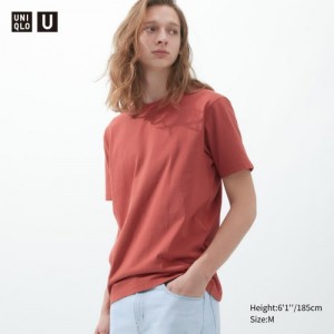 T Shirts Uniqlo U Crew Neck Short-sleeve Femme Rouge | 849261