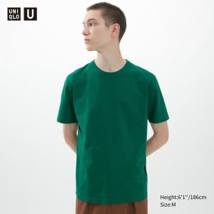 T Shirts Uniqlo U Crew Neck Short-sleeve Homme Vert Olive | 9996963