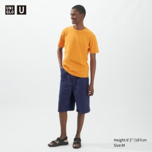 T Shirts Uniqlo U Crew Neck Short-sleeve Homme Jaune | 5959119