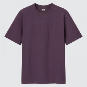 T Shirts Uniqlo U Crew Neck Short-sleeve Homme Violette | 7945533