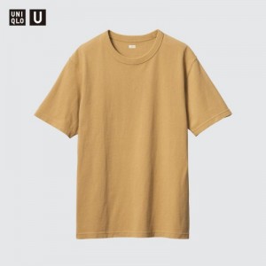 T Shirts Uniqlo U Crew Neck Short-sleeve Femme Jaune | 2321084