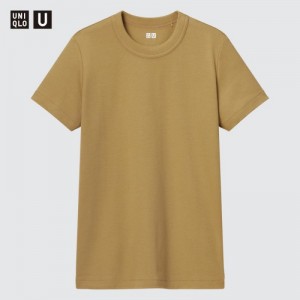 T Shirts Uniqlo U Crew Neck Short-sleeve Femme Jaune | 6735489