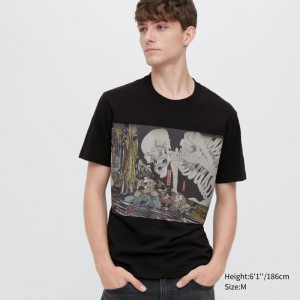 T Shirts Uniqlo Ukiyo-e Ut Short-sleeve Graphic Homme Noir | 9020668