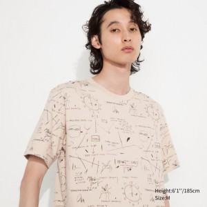 T Shirts Uniqlo Ut Archive Ut Short Sleeve Graphic Jean-michel Basquiat Homme Beige | 3635410