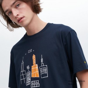 T Shirts Uniqlo Ut Archive Ut Short Sleeve Graphic Jean-michel Basquiat Homme Bleu Marine | 6105423