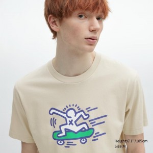 T Shirts Uniqlo Ut Archive Ut Short Sleeve Graphic Keith Haring Homme Beige | 973852