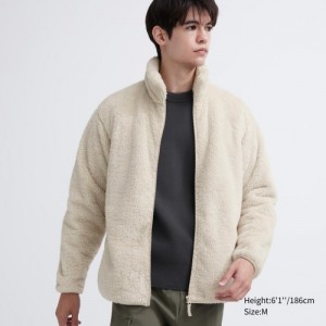 Toison Uniqlo Fluffy Yarn Full-Zip Femme Blanche | 198209