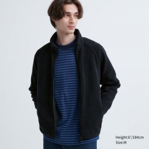 Toison Uniqlo Full-Zip Femme Noir | 7896819