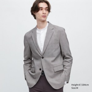 Vestes Uniqlo Airsense Wool Like Glen Check Ultra Light Homme Grise | 3738501