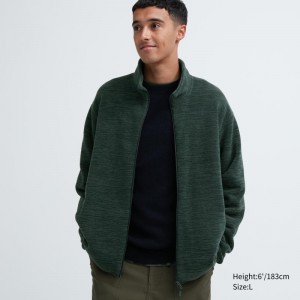 Vestes Uniqlo Fleece Full-zip Long Sleeve Homme Vert | 2468892
