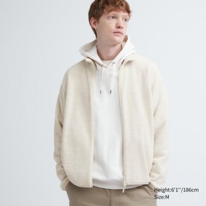 Vestes Uniqlo Fleece Full-zip Long Sleeve Homme Blanche | 4659678