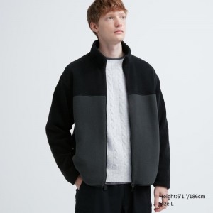 Vestes Uniqlo Fleece Long Sleeve Full-zip Homme Grise | 1486540