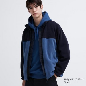 Vestes Uniqlo Fleece Long Sleeve Full-zip Homme Bleu | 9528243