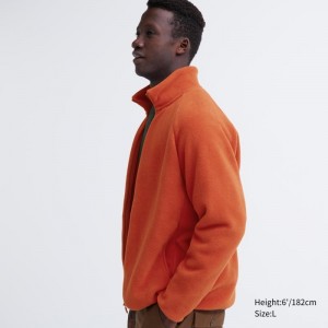 Vestes Uniqlo Fleece Long-sleeve Full-zip Homme Orange | 5931029