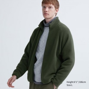 Vestes Uniqlo Fleece Long-sleeve Full-zip Homme Vert Olive | 8067956
