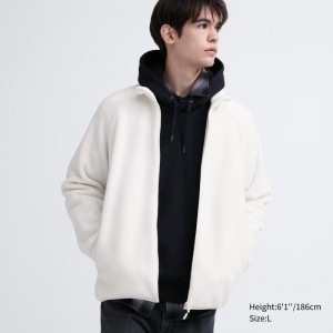 Vestes Uniqlo Fleece Long-sleeve Full-zip Homme Blanche | 1226341