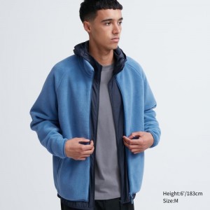 Vestes Uniqlo Fleece Long-sleeve Full-zip Homme Bleu | 5396825