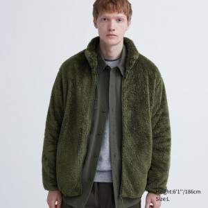 Vestes Uniqlo Fluffy Yarn Fleece Full-Zip Homme Vert Olive | 5627723
