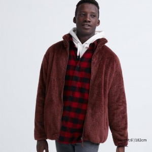 Vestes Uniqlo Fluffy Yarn Fleece Full-Zip Homme Bordeaux | 8578075