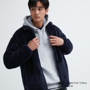Vestes Uniqlo Fluffy Yarn Fleece Full-Zip Homme Bleu Marine | 24893