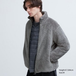 Vestes Uniqlo Fluffy Yarn Fleece Full-Zip Homme Grise | 3841471